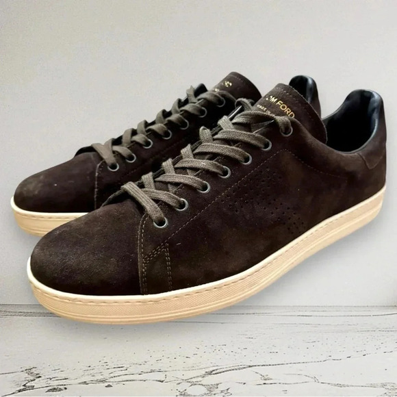 RARE TOM FORD Men's Warwick Suede Sneakers Dark Brown Size 11 - Picture 1 of 15